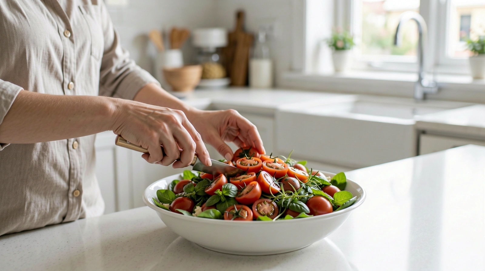 Fresh whole foods in a bright UK kitchen